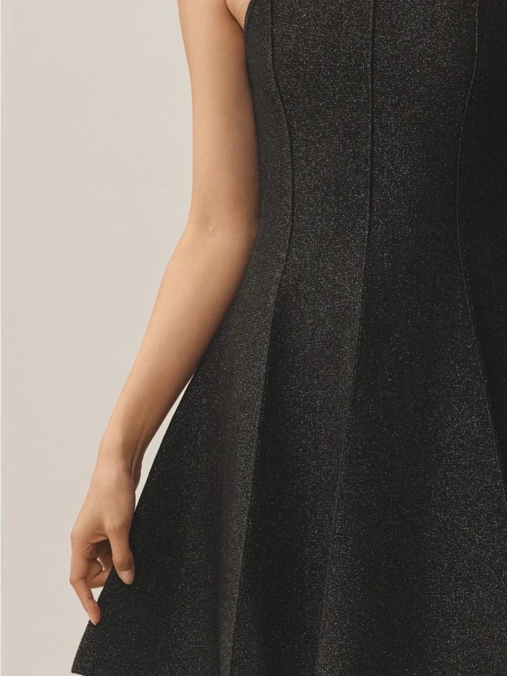 Anthropologie Black Shimmer Fit &Flare Mini Dress NWT SIZE large party cocktail - Picture 3 of 7